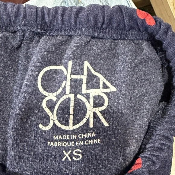 Chaser blue red hearts lounge jogger lightweight sweat pants XS - Picture 6 of 7